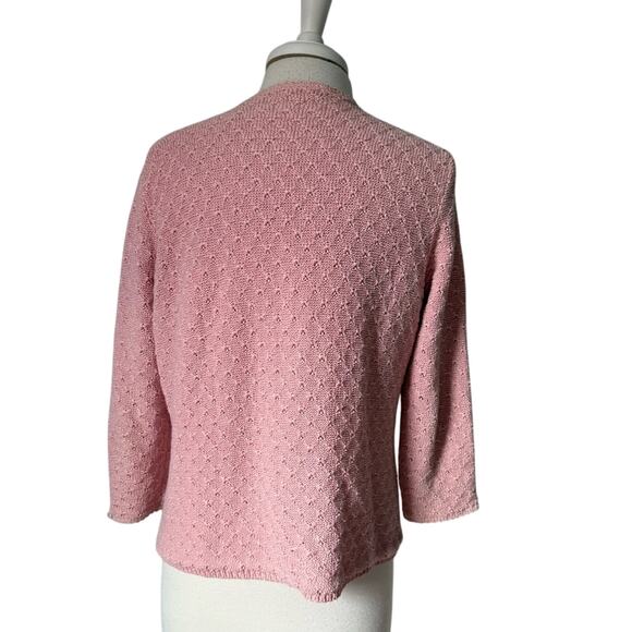 Kate Hill Women's Petite L Coquette Button Front Knit Cardigan Cottagecore Pink - Picture 4 of 8